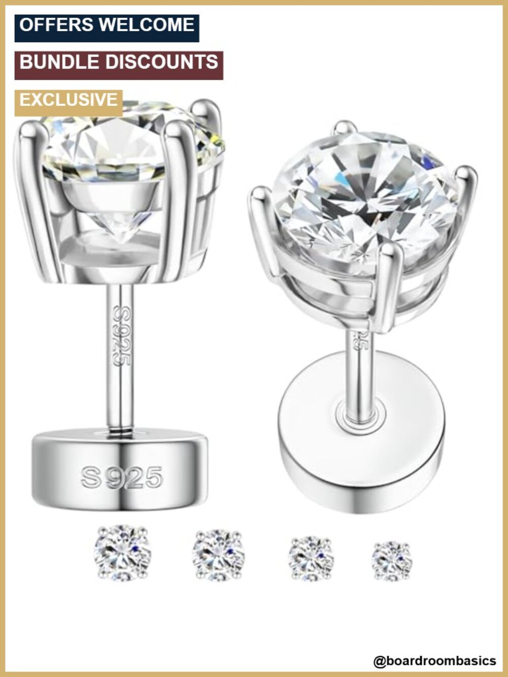 Moissanite Stud Earrings 925 Sterling Silver Unisex Gift